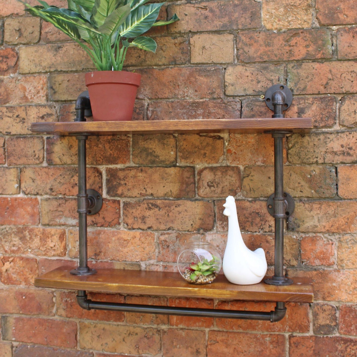 Industrial Pipe Wall Shelf with 2 Shelves